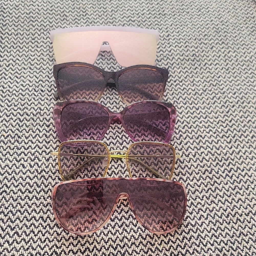Stylish Women's Sunglasses Set - Black, Purple, Gold, Pink